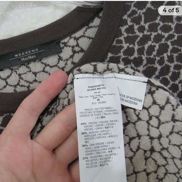 Weekend Max Mara Brown & Beige Animal Print Sweater Knit Stretch - Picture 3 of 8